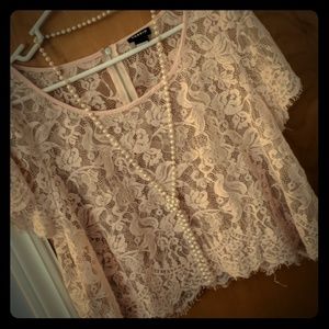 Pink lace crop top. Torrid size 0 which is a large